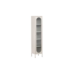 VENTURE DESIGN Cali skab, m. 1 lge og 4 hylder - glas og beige stl
