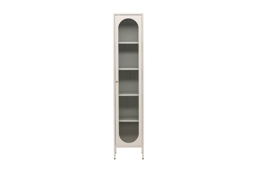 VENTURE DESIGN Cali skab, m. 1 lge og 4 hylder - glas og beige stl
