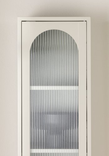 VENTURE DESIGN Cali skab, m. 1 lge og 4 hylder - glas og beige stl