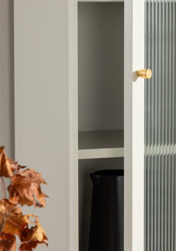 VENTURE DESIGN Cali skab, m. 1 lge og 4 hylder - glas og beige stl