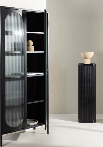 VENTURE DESIGN Lima skab, m. 2 lger og 4 hylder - glas og sort stl