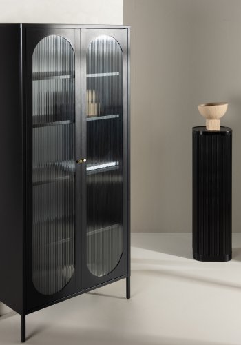 VENTURE DESIGN Lima skab, m. 2 lger og 4 hylder - glas og sort stl