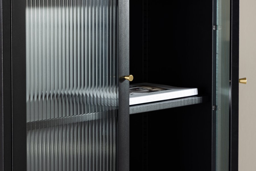 VENTURE DESIGN Lima skab, m. 2 lger og 4 hylder - glas og sort stl