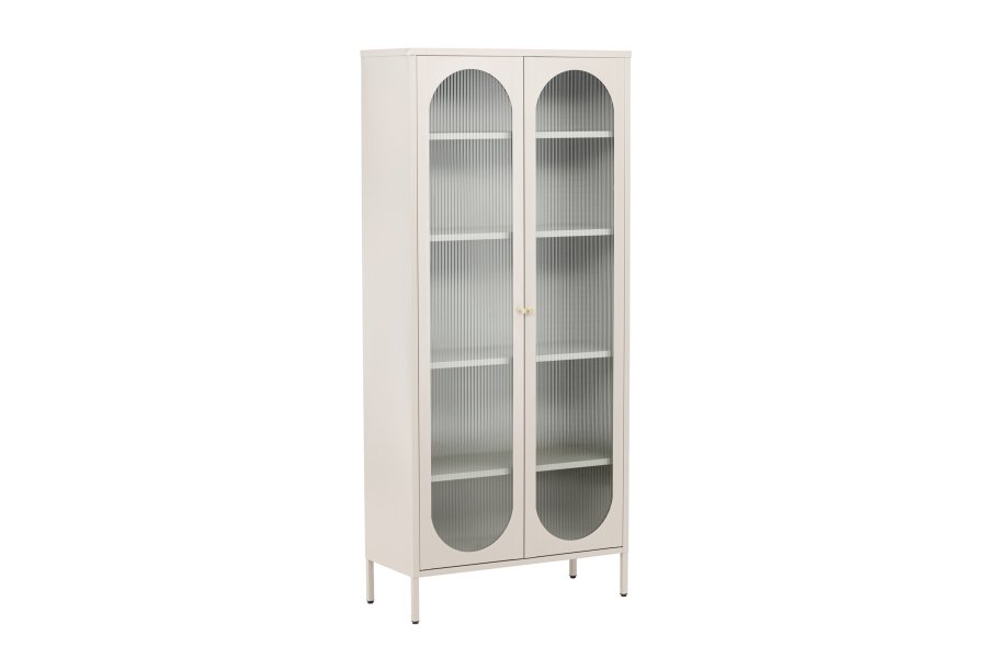 VENTURE DESIGN Lima skab, m. 2 lger og 4 hylder - glas og beige stl
