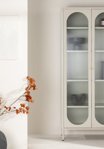 VENTURE DESIGN Lima skab, m. 2 lger og 4 hylder - glas og beige stl