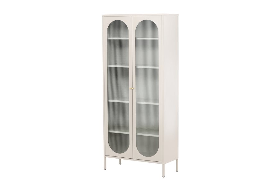 VENTURE DESIGN Lima skab, m. 2 lger og 4 hylder - glas og beige stl