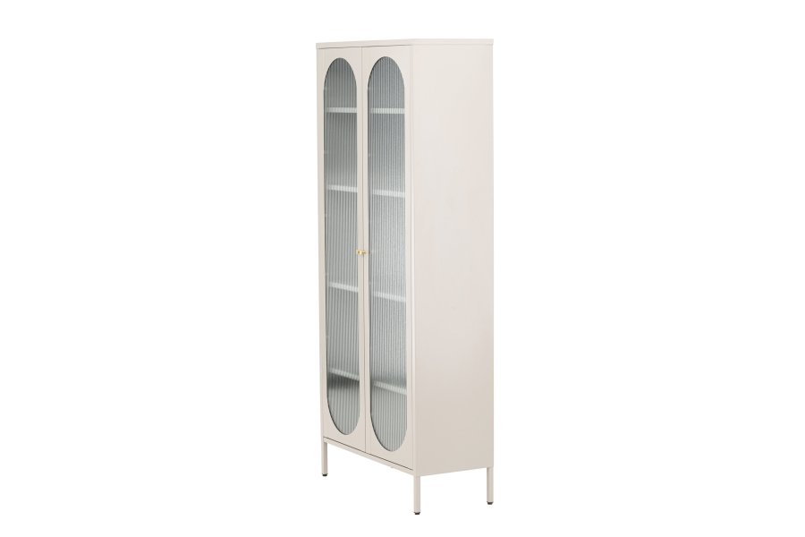 VENTURE DESIGN Lima skab, m. 2 lger og 4 hylder - glas og beige stl