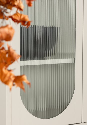 VENTURE DESIGN Lima skab, m. 2 lger og 4 hylder - glas og beige stl