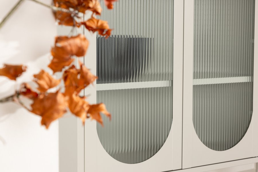 VENTURE DESIGN Lima skab, m. 2 lger og 4 hylder - glas og beige stl