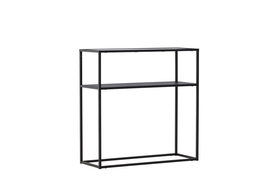 VENTURE DESIGN Bogóta sidebord, m. 1 hylde - glas og sort stl (80x30)