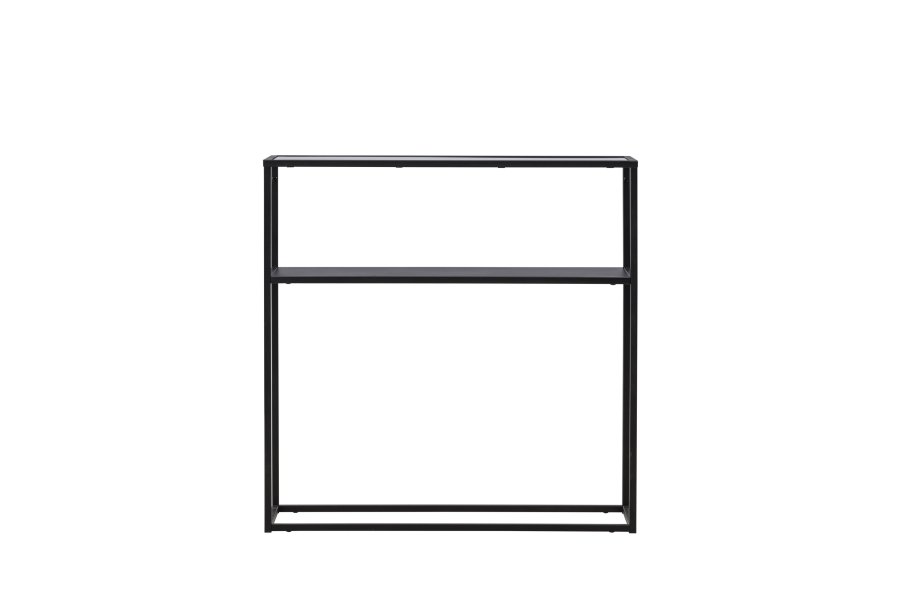 VENTURE DESIGN Bogóta sidebord, m. 1 hylde - glas og sort stl (80x30)