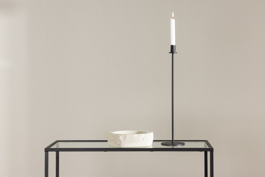 VENTURE DESIGN Bogóta sidebord, m. 1 hylde - glas og sort stl (80x30)