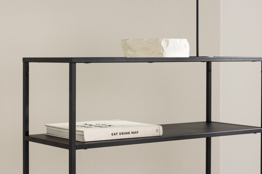 VENTURE DESIGN Bogóta sidebord, m. 1 hylde - glas og sort stl (80x30)