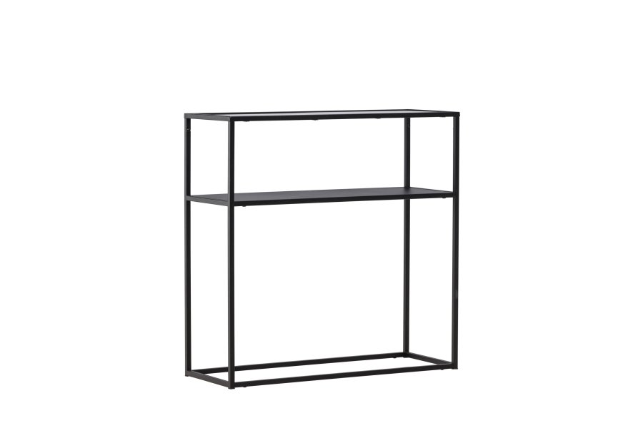 VENTURE DESIGN Bogóta sidebord, m. 1 hylde - glas og sort stl (80x30)