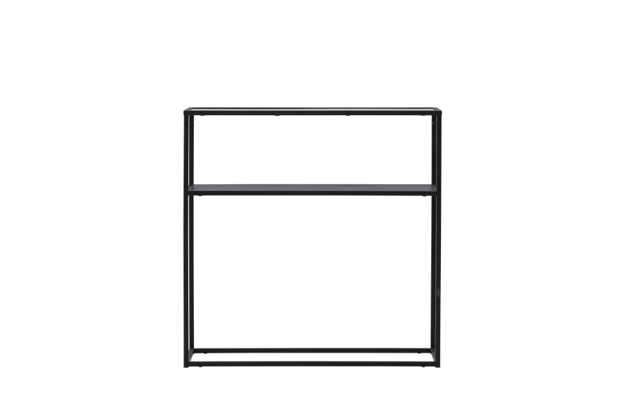 VENTURE DESIGN Bogóta sidebord, m. 1 hylde - glas og sort stl (80x30)