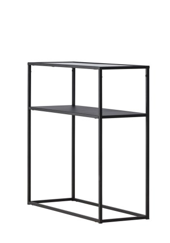 VENTURE DESIGN Bogóta sidebord, m. 1 hylde - glas og sort stl (80x30)