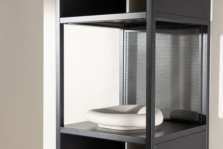 VENTURE DESIGN Buenos Aires reol, m. 4 hylder, kvadratisk - sort stl