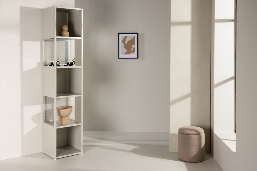 VENTURE DESIGN Buenos Aires reol, m. 4 hylder, kvadratisk - beige stl