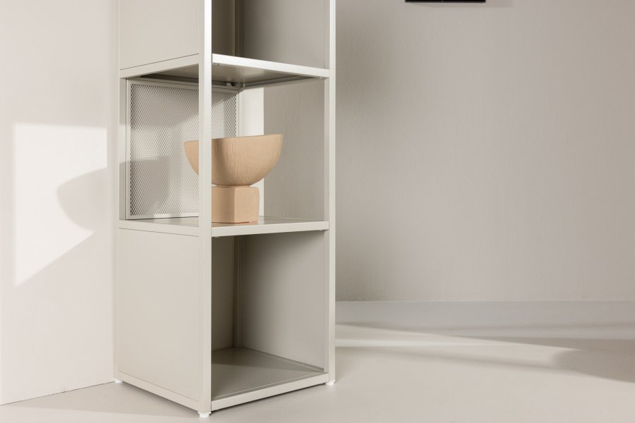 VENTURE DESIGN Buenos Aires reol, m. 4 hylder, kvadratisk - beige stl