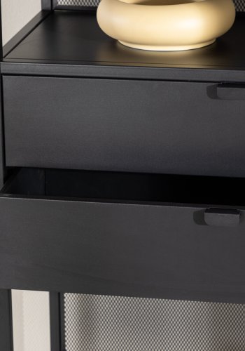 VENTURE DESIGN Santiago reol, m. 2 hylder og 2 skuffer - sort stl
