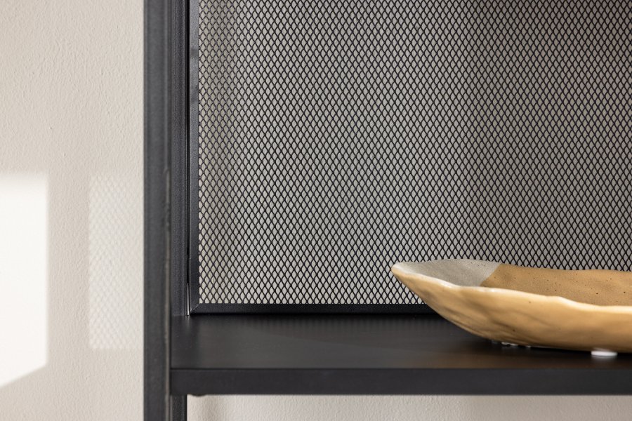 VENTURE DESIGN Santiago reol, m. 2 hylder og 2 skuffer - sort stl