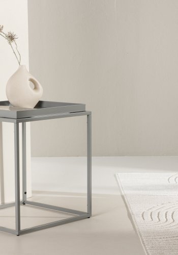 VENTURE DESIGN Porto Alegre sidebord, kvadratisk - mrkegr stl (45x45)