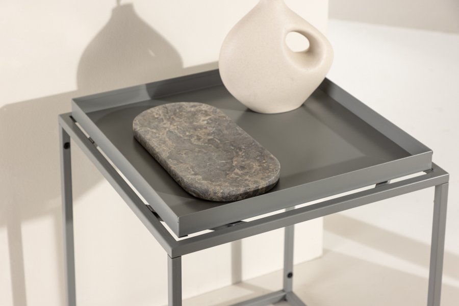 VENTURE DESIGN Porto Alegre sidebord, kvadratisk - mrkegr stl (45x45)