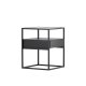 VENTURE DESIGN Fortaleza sidebord, m. 1 skuffe - glas og sort stl (40x40)