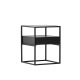 VENTURE DESIGN Fortaleza sidebord, m. 1 skuffe - glas og sort stl (40x40)