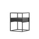 VENTURE DESIGN Fortaleza sidebord, m. 1 skuffe - glas og sort stl (40x40)
