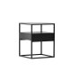 VENTURE DESIGN Fortaleza sidebord, m. 1 skuffe - glas og sort stl (40x40)