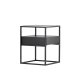 VENTURE DESIGN Fortaleza sidebord, m. 1 skuffe - glas og sort stl (40x40)
