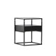 VENTURE DESIGN Fortaleza sidebord, m. 1 skuffe - glas og sort stl (40x40)