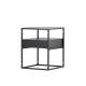 VENTURE DESIGN Fortaleza sidebord, m. 1 skuffe - glas og sort stl (40x40)