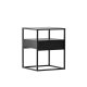 VENTURE DESIGN Fortaleza sidebord, m. 1 skuffe - glas og sort stl (40x40)