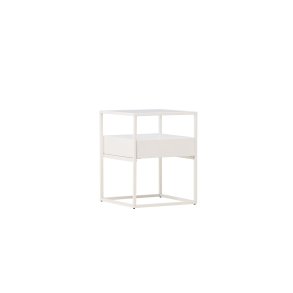 VENTURE DESIGN Fortaleza sidebord, m. 1 skuffe - glas og hvid stl (40x40)