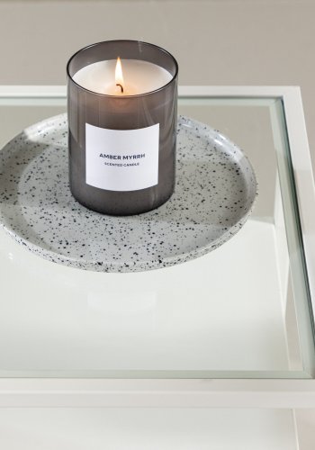 VENTURE DESIGN Fortaleza sidebord, m. 1 skuffe - glas og hvid stl (40x40)