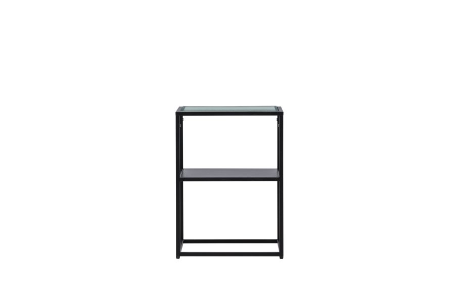 VENTURE DESIGN Sao Paulo sidebord, m. 1 hylde - glas og sort stl (40x40)