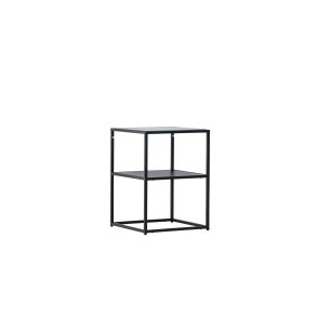 VENTURE DESIGN Sao Paulo sidebord, m. 1 hylde - glas og sort stl (40x40)