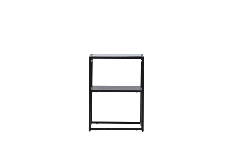 VENTURE DESIGN Sao Paulo sidebord, m. 1 hylde - glas og sort stl (40x40)