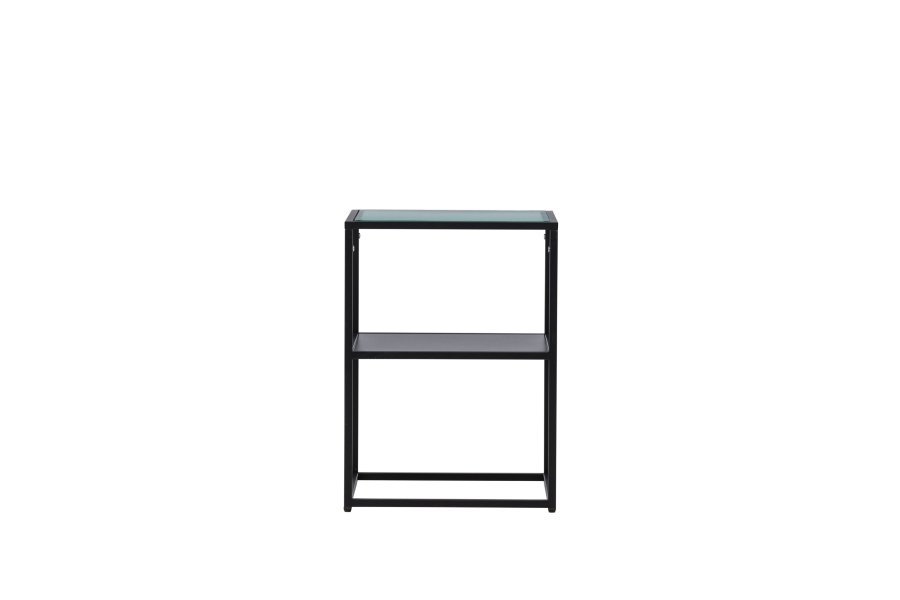 VENTURE DESIGN Sao Paulo sidebord, m. 1 hylde - glas og sort stl (40x40)
