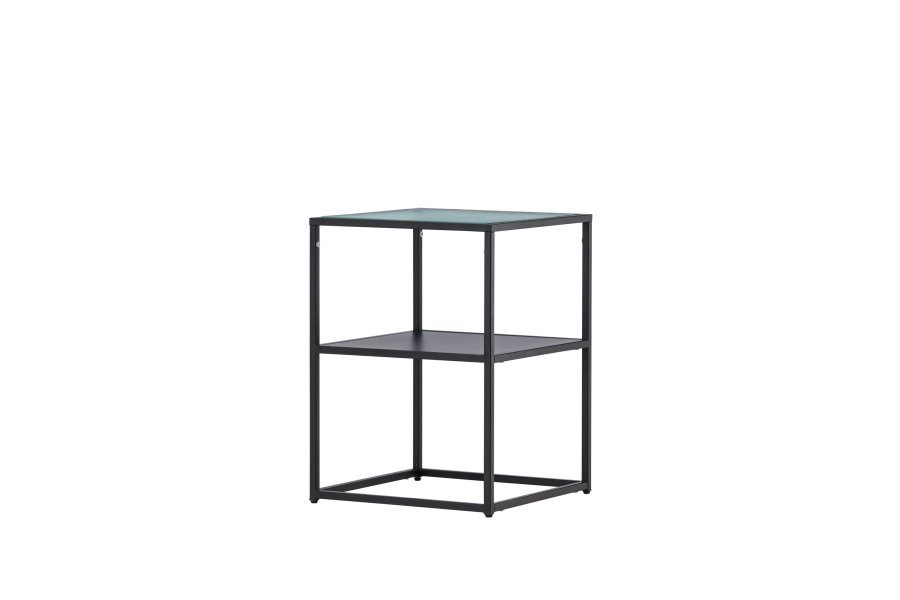 VENTURE DESIGN Sao Paulo sidebord, m. 1 hylde - glas og sort stl (40x40)