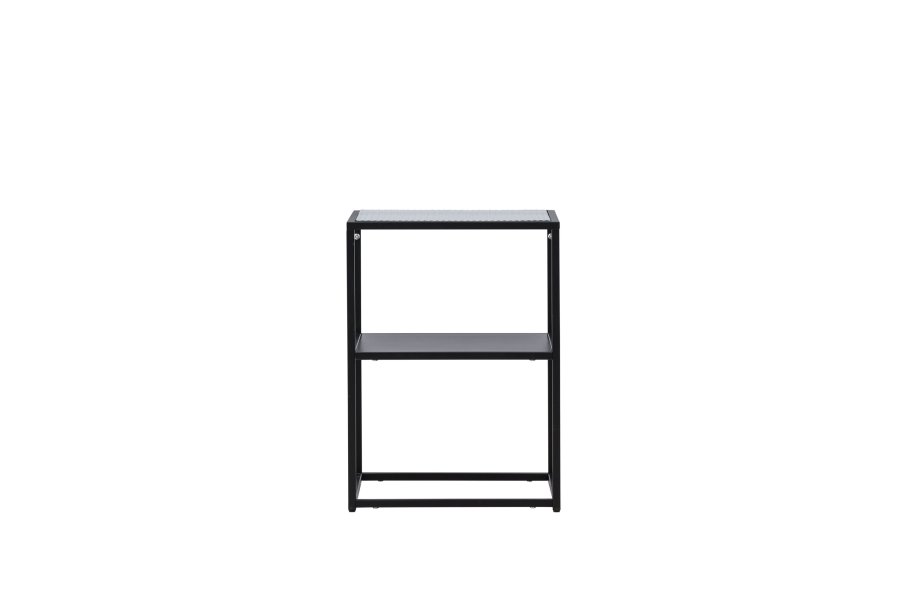 VENTURE DESIGN Sao Paulo sidebord, m. 1 hylde - glas og sort stl (40x40)