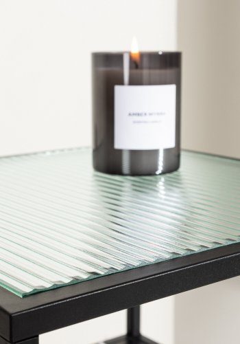 VENTURE DESIGN Sao Paulo sidebord, m. 1 hylde - glas og sort stl (40x40)