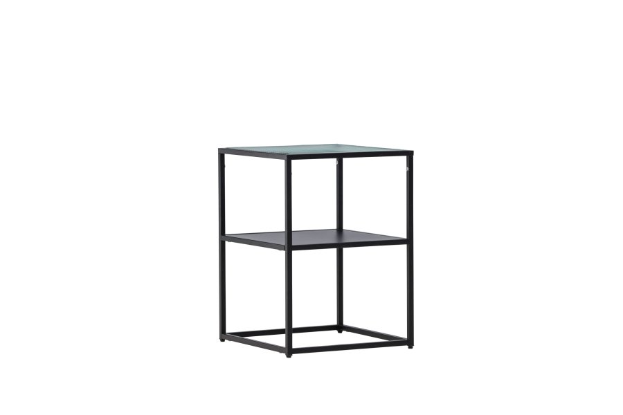 VENTURE DESIGN Sao Paulo sidebord, m. 1 hylde - glas og sort stl (40x40)