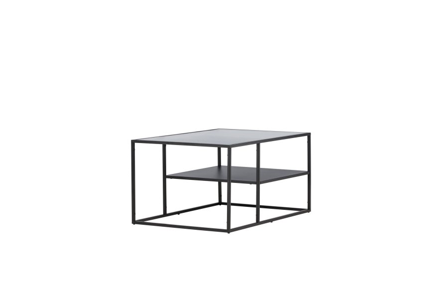 VENTURE DESIGN Campinas sofabord, m. 1 hylde - glas og sort stl (90x60)