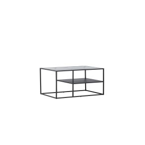 VENTURE DESIGN Campinas sofabord, m. 1 hylde - glas og sort stl (90x60)
