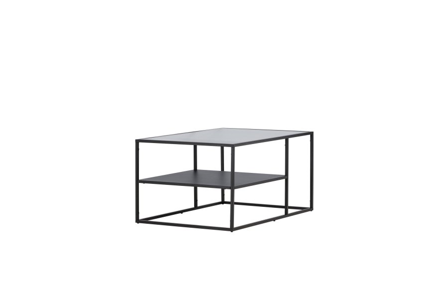 VENTURE DESIGN Campinas sofabord, m. 1 hylde - glas og sort stl (90x60)