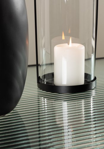VENTURE DESIGN Campinas sofabord, m. 1 hylde - glas og sort stl (90x60)