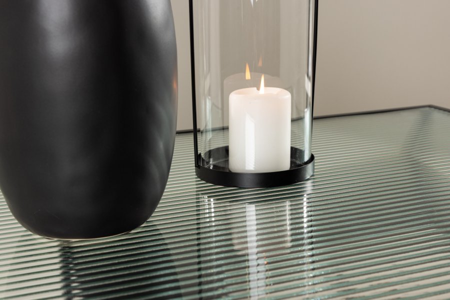 VENTURE DESIGN Campinas sofabord, m. 1 hylde - glas og sort stl (90x60)